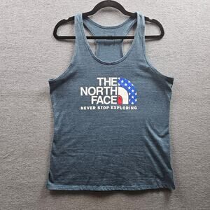 The North Face Shirt Women Blue Tank Sleeveless Scoop Neck MediumPoly Blend Gym